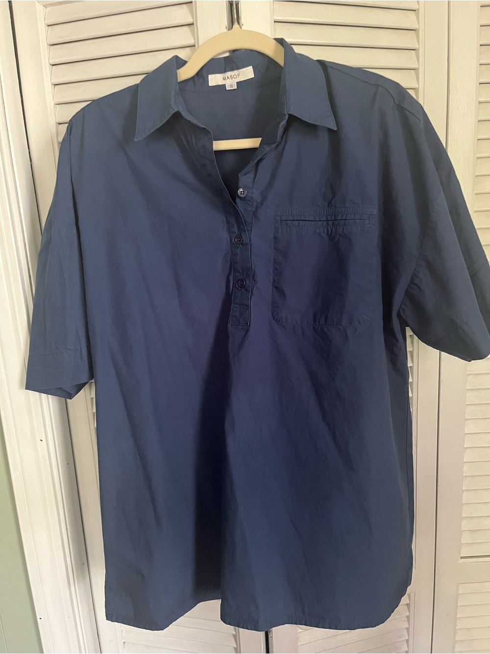Navy Short-Sleeve Popover Shirt from Masof (the Frankie Shop)